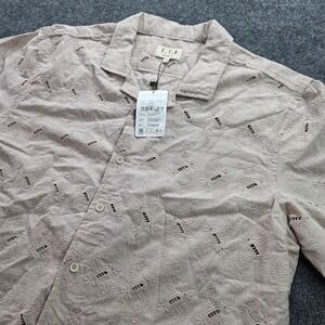 E.T.A. Shirt Mens‎ XL Pink Eyelet Paisley Embroidery Cotton Relaxed Fit NWT Boho